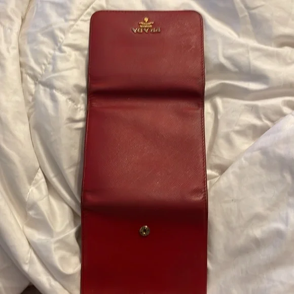 Prada Small Tri-Fold Wallet in Peonia Red - Picture 8 of 10